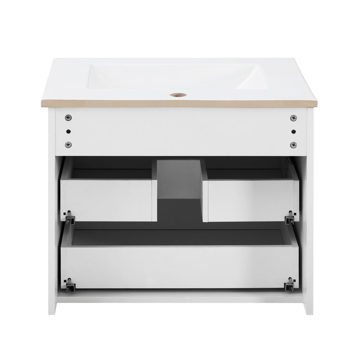 Wall Mounted Floating Cabinet With Side Cabinet Combo, Rectangular Ceramic Sink Vanity