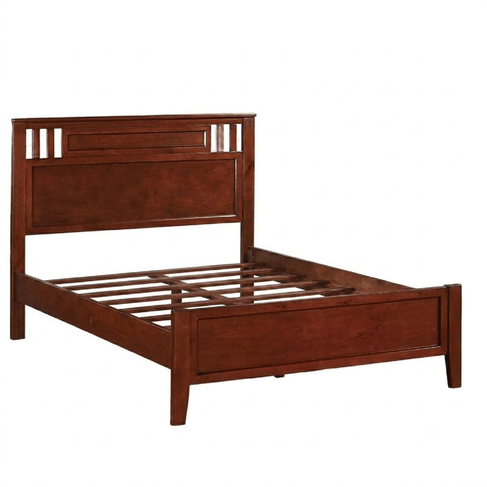 Simple Frame With Headboard And Vertical Carved Design