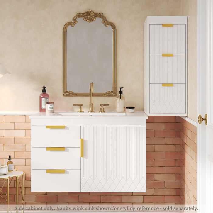 Modern Wall Mounted Floating Cabinet With Drawers For Bathroom