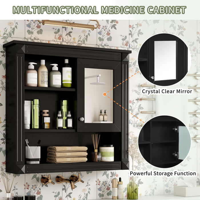 Wall-Mounted Bathroom Cabinet With Mirror And Adjustable Shelves