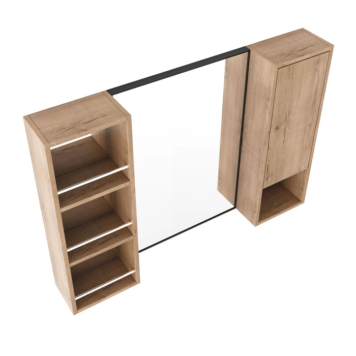 39.4" Wall Mounted Bathroom Cabinet With Storage And - Imitative Oak