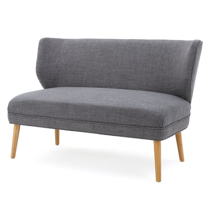Elegant Classic Upholstered Loveseat With Curved Backrest