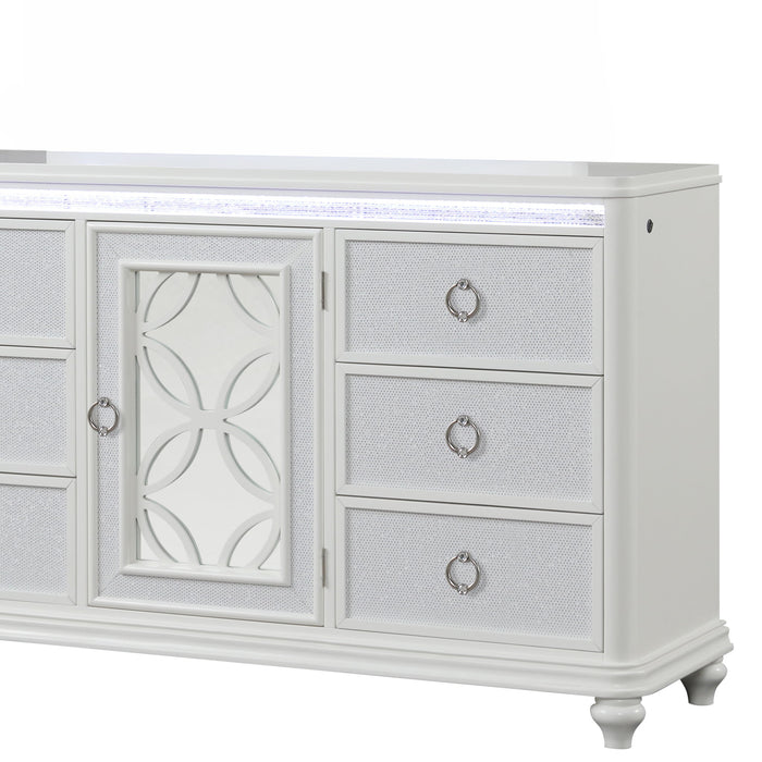 Abigale - 6 Drawer Dresser With LED (Includes Dresser Only, Mirror Not Included) - White