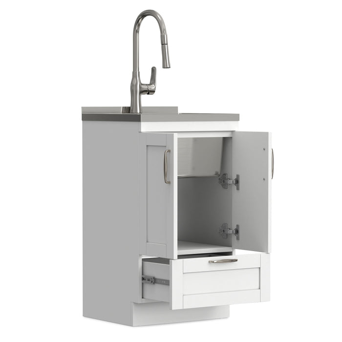 Reed - Deluxe Laundry Cabinet With Pull-Out Faucet And Stainless Steel Sink