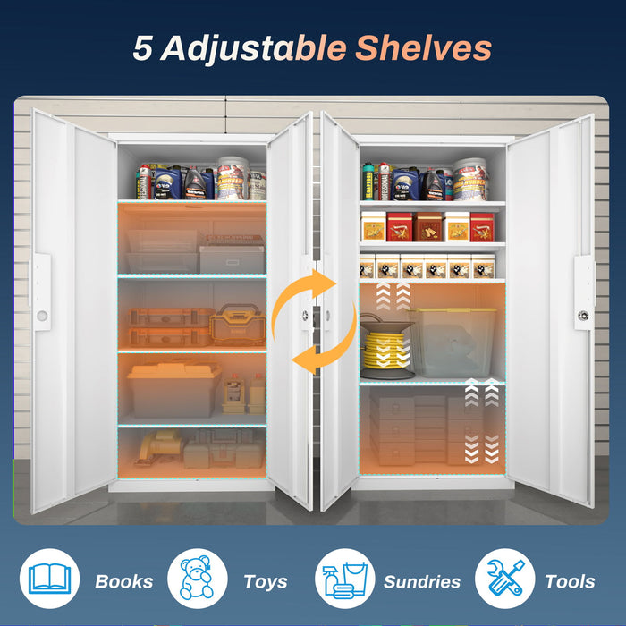 2 Door File Cabinet With Lock, 4 Adjustable Shelves, Heavy-Duty