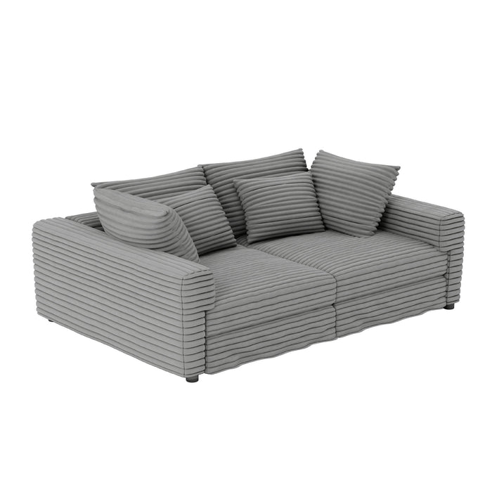Plush Corduroy 4 Seat Sofa, Modern Comfy Upholstered Sofa Cloud Couch, Deep Seat Couches With Soft Pillows