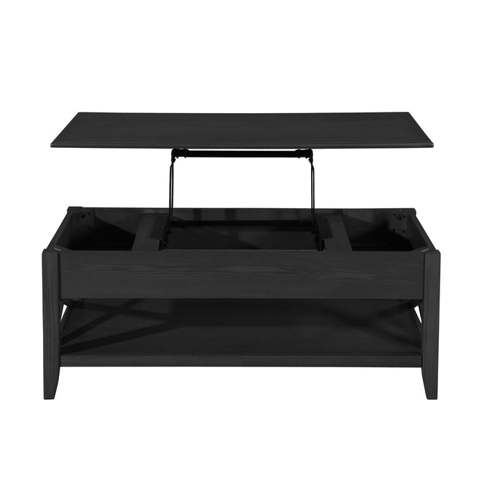 Decatur - Farmhouse Lift Top Coffee Table With Storage - Black / Ash