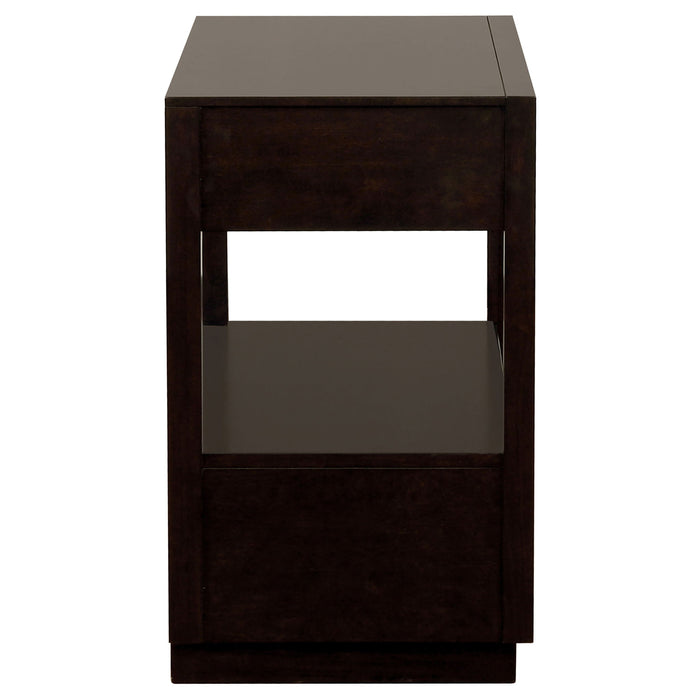 2 Drawer Nightstand With Trim And USB Charging - Brown