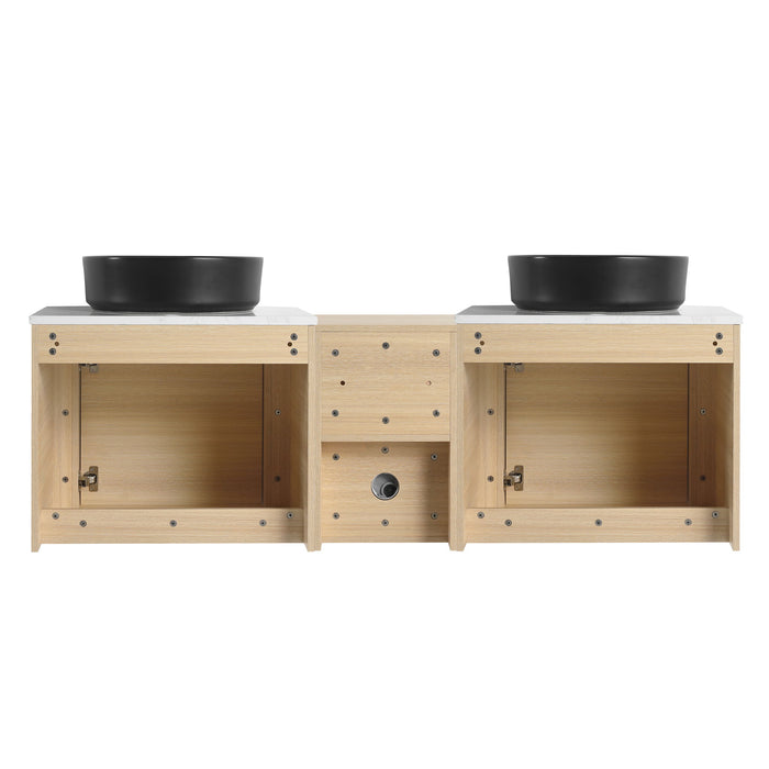 Mounted Bathroom Vanity With Art Sink, 1 Storage Shelf, Soft Close Door