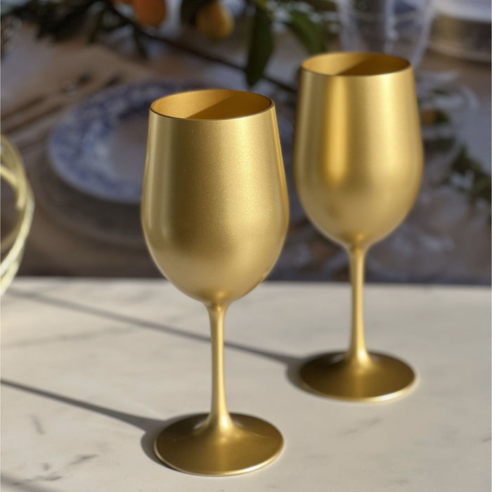 Leadingware Metallic Plastic Wine Glasses (Set of 4)