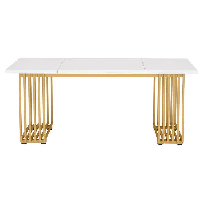 Office Executive Desk For Home Office - White / Gold