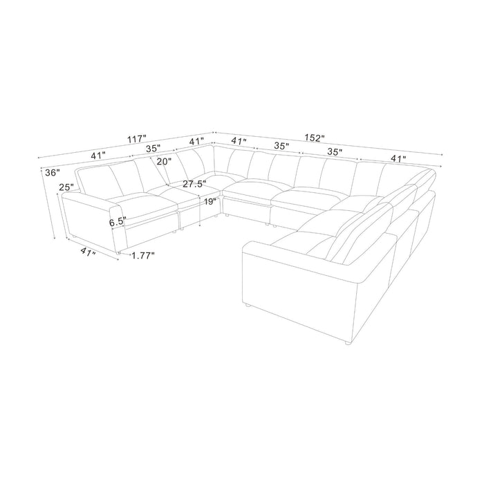 Upholstered Large Seating Modular Design Sectional