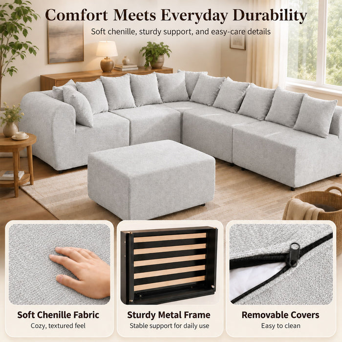 8 Seater U-Shaped Couch With Ottoman