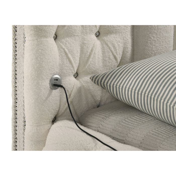 Santiago - Upholstered Round Storage Bed With Built In Charging Ports