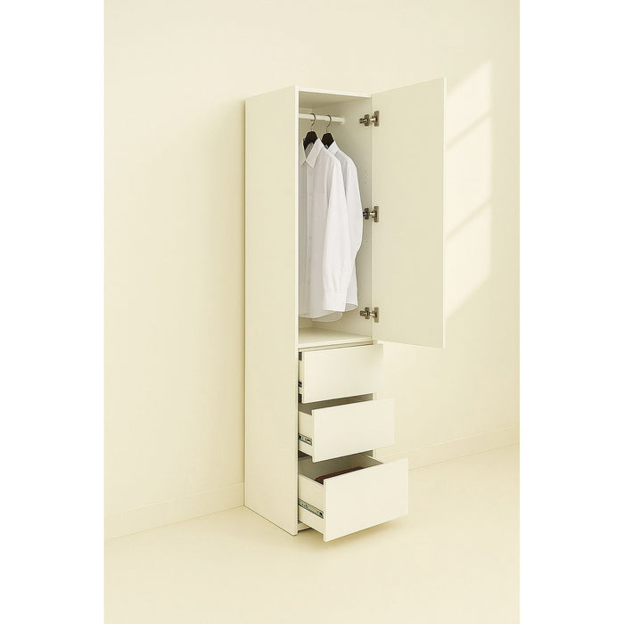 Elise - Modular Wood Closet System With Mirror In Durable Melamine And Wood Customizable Storage - White