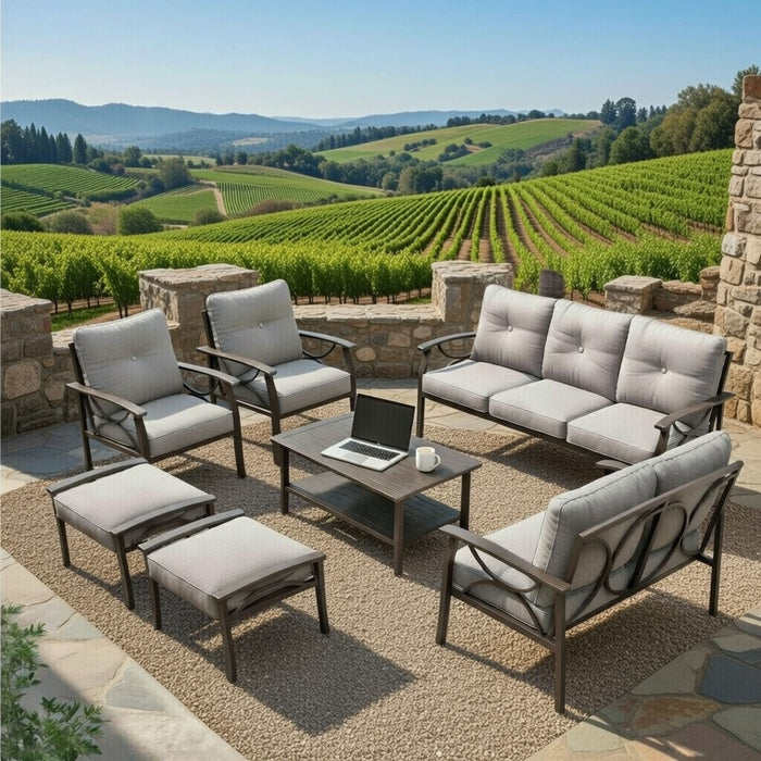 Patio Furniture Set With Coffee Table And Cushions For Backyard