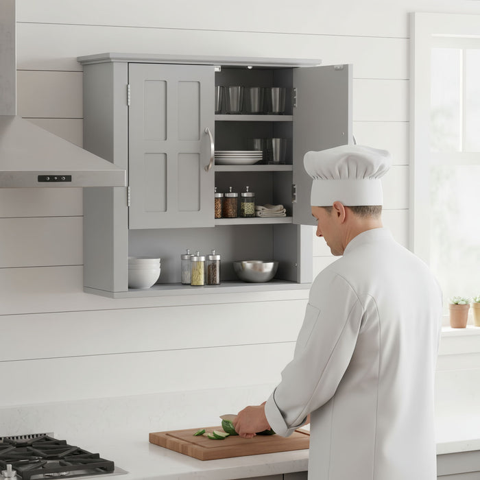 Multi Functional Wall Mounted Cabinet With Adjustable Shelves For Bathroom