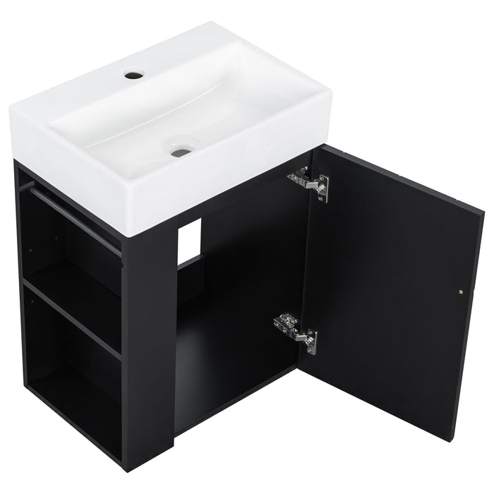 Modern Bathroom Vanity With Sink, Diamond Pattern Doors