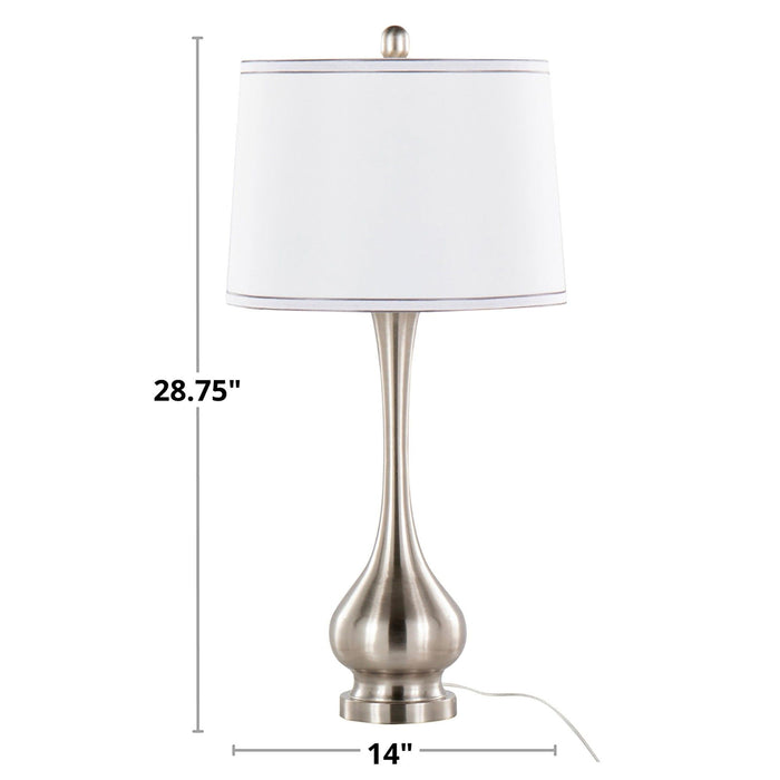 Cairo - Contemporary Table Lamp (Set of 2) - Nickel / White / Silver Trim