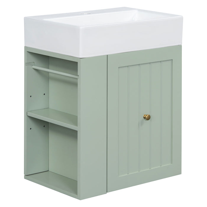 Modern Bathroom Vanity With Sink, Storage Cabinet, Drawer & Side Shelf