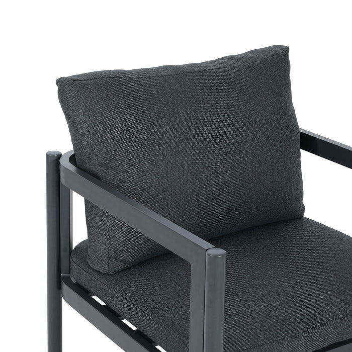 7 Piece Outdoor Dining Set With Table And 6 Chairs - Black / Gray / Teak