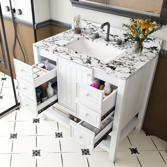 Bathroom Vanity Set With 3 Drawers And Storage Cabinet - White