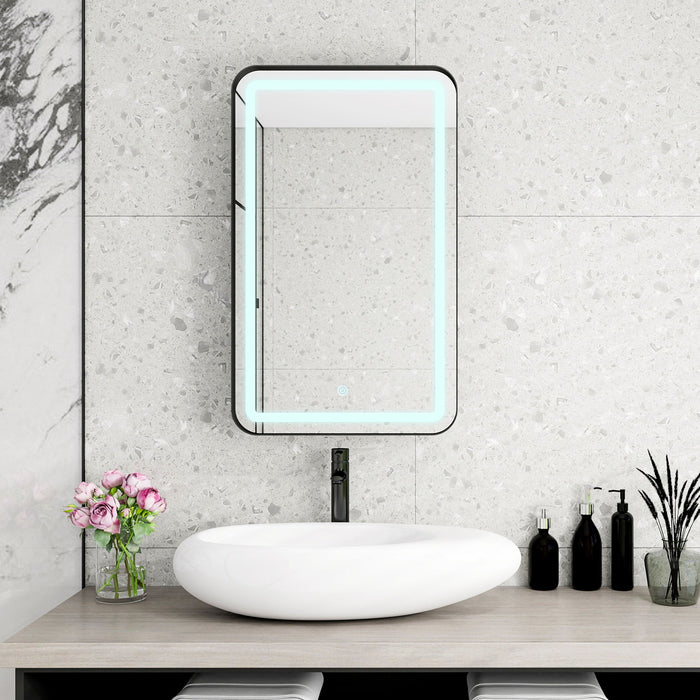 Rectangle Medicine Cabinet Mirror Bathroom Mirror With Storage Wall Mounted Medicine Mirror Cabinet With LED - Black