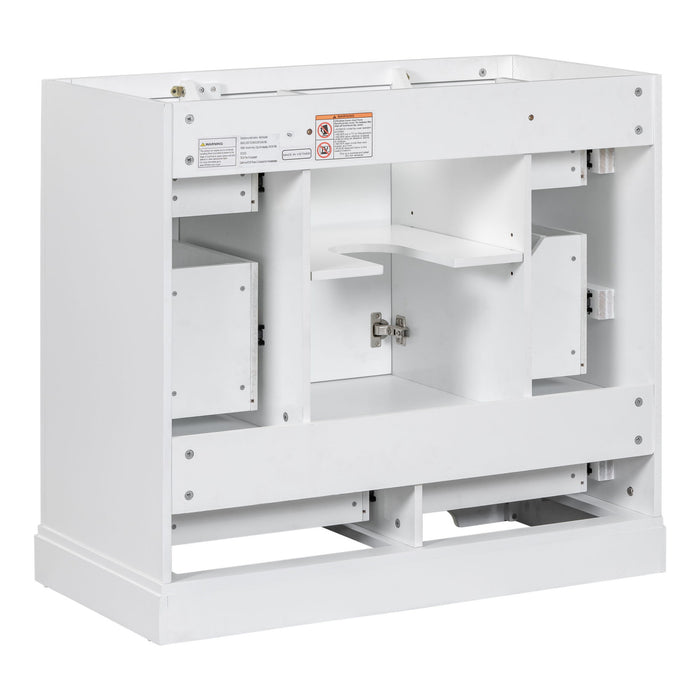 Modern Bathroom Vanity Base Only, 6 Drawer Storage With Adjustable Shelf