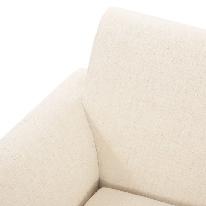 Modern Fabric Upholstered Loveseat With Elm Wood Legs And Flare Arms - Beige
