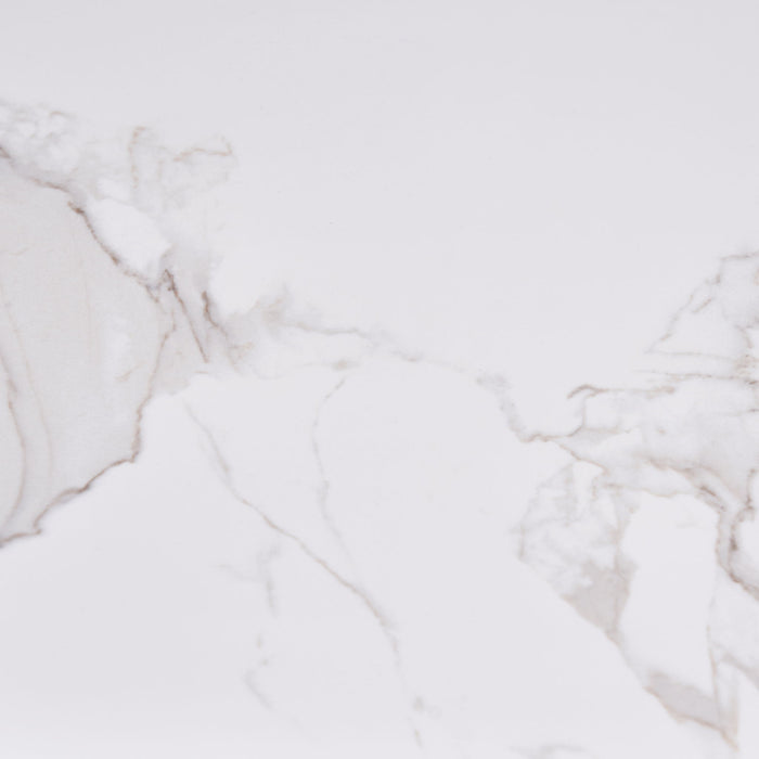 Modern Rectangular Rock Plate Coffee Table Open Space Design Golden Metal Frame Minimalist Living Room Center Table For Lounge Office - Black White