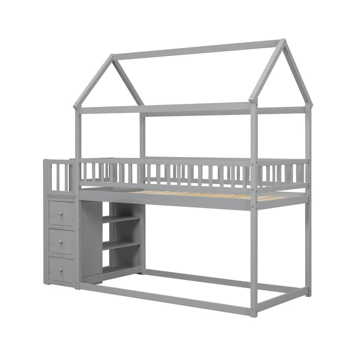 Bunk Bed With Shelves And Drawers, Storage Focused Design