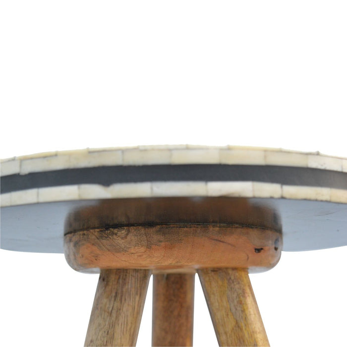 Inlay - Bone Tripod Stool - Beige / White
