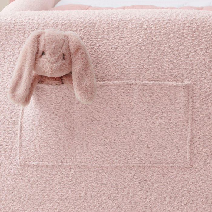 Cute Rabbit Ear Upholstered Platform Bed Frame With Safety Rail