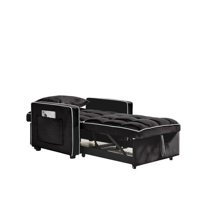 Modern Velvet 3 In 1 Sofa Bed Chair, Adjustable Recliner