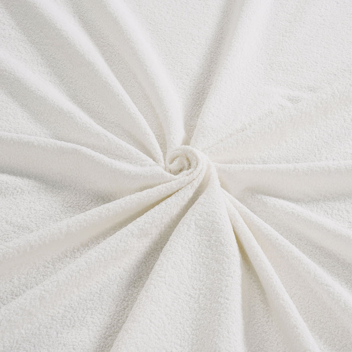 Queen Size Lambswool Petal Headboard Bed Frame With Ambient Light - White