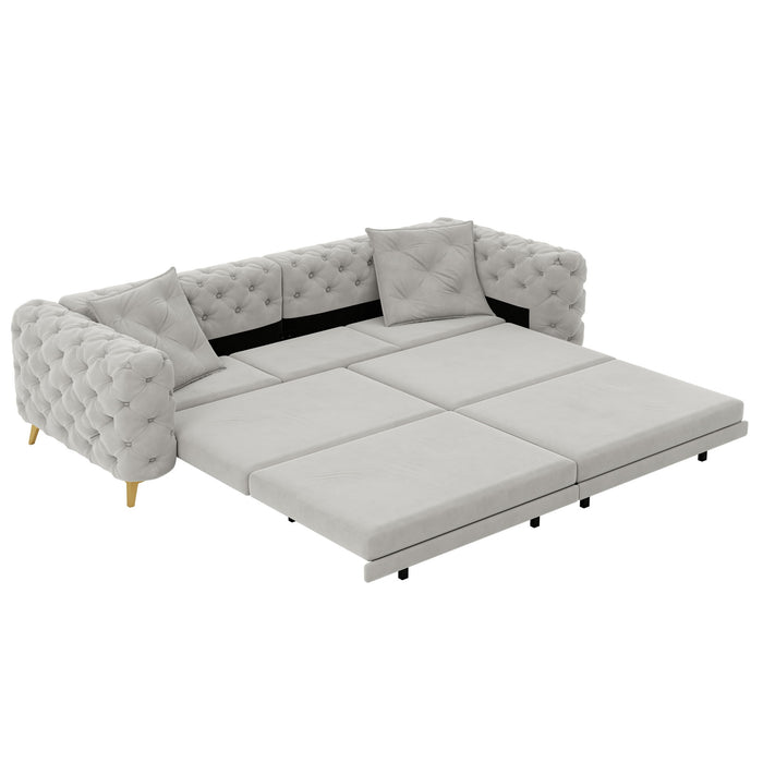3 In 1 Convertible Sleeper, Deep Seat Pull Out Sofa Bed, Button Tufted