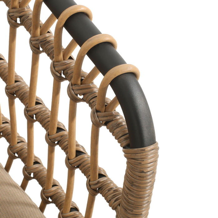 Contemporary Outdoor Patio Chairs With Cushions (Set of 2) - Beige / Black