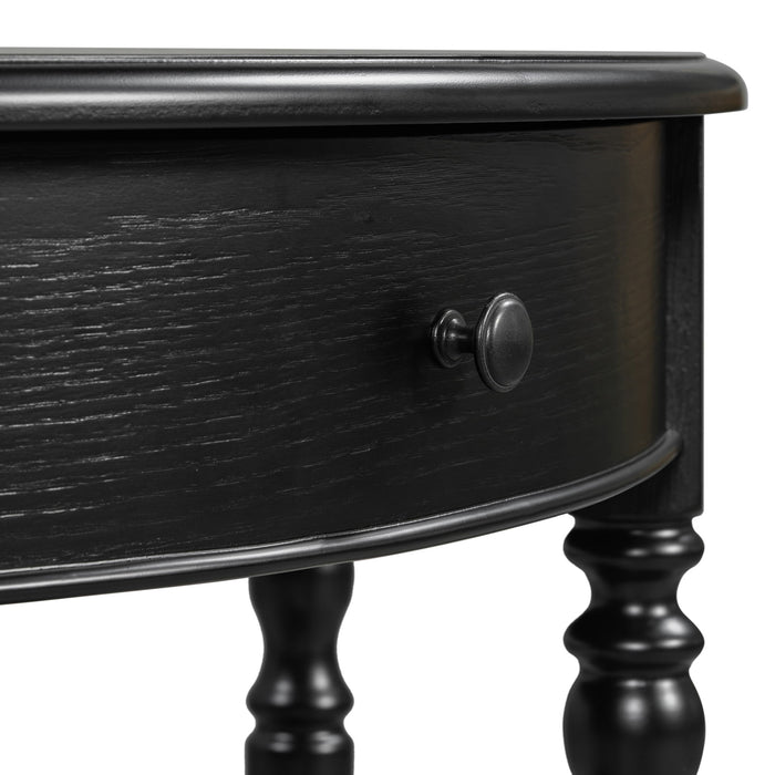 Half Moon Console Table With Drawer & Shelf Accent Table For Entryway - Black