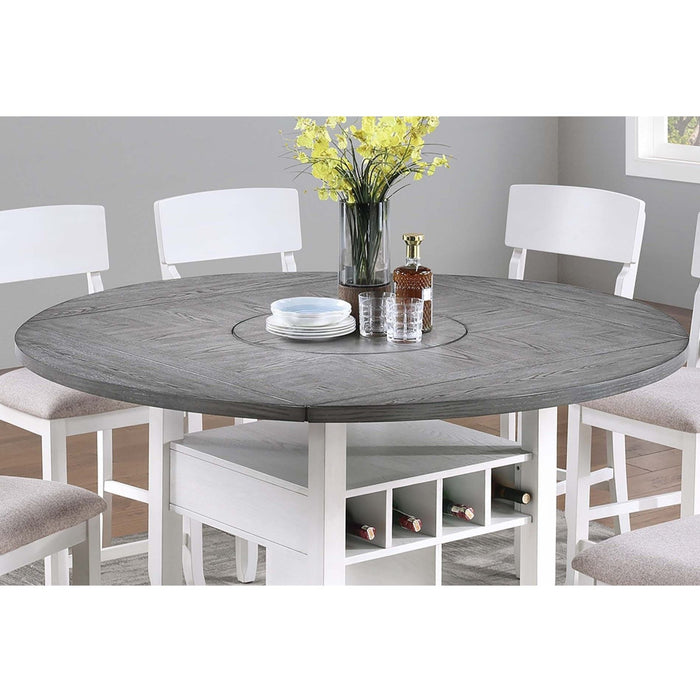 Contemporary Counter Height Dining Set With Built In Lazy Susan