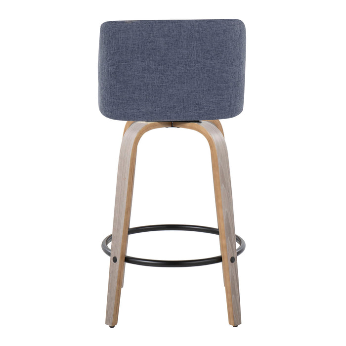 Toriano - Contemporary Fixed Height Counter Stool With Swivel & Round Footrest (Set of 2)