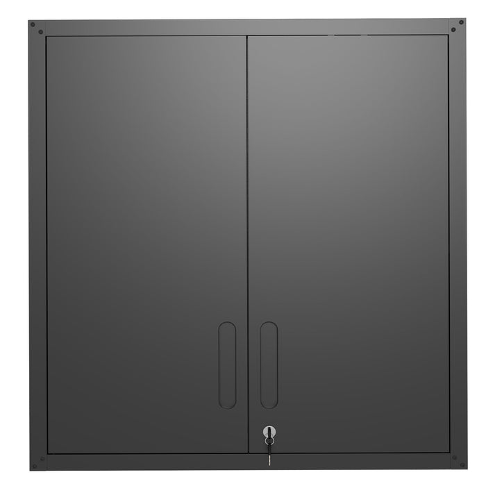 Metal Wall Mounted Tool Storage Cabinet With 2 Locking Doors, Adjustable Shelf, And Drawer