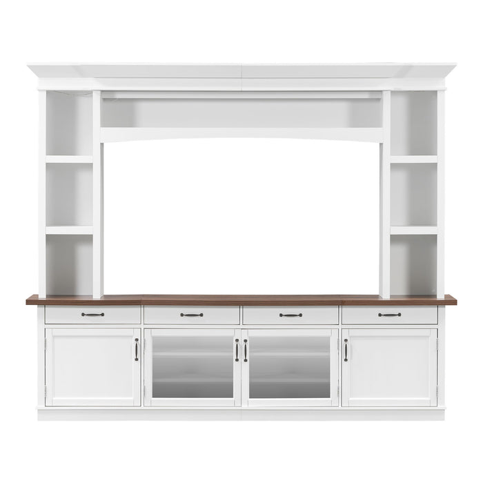 Extra Long TV Stand With 7 Color LED Lights, Adjustable Shelves & Storage Cabinets