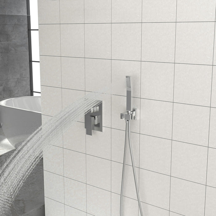 Dual Shower Head Ceiling Mount Square Rain Shower System With Adjustable Flow