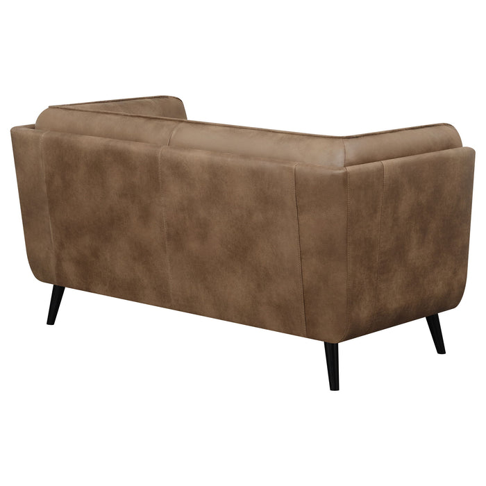 Maximillion - Tuxedo Arms Loveseat - Brown