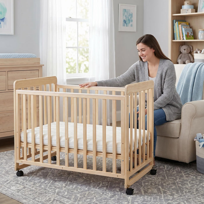 Portable Bedside Bassinet With 3 Adjustable Heights, Mini Crib For Newborns - Natural Wood