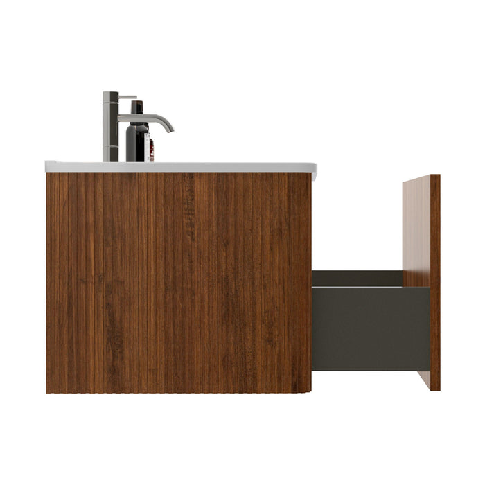 Etna - Striped Bathroom Vanity With Ceramic Sink, Wall Mounted Floating Bathroom Vanity For Modern Bathroom