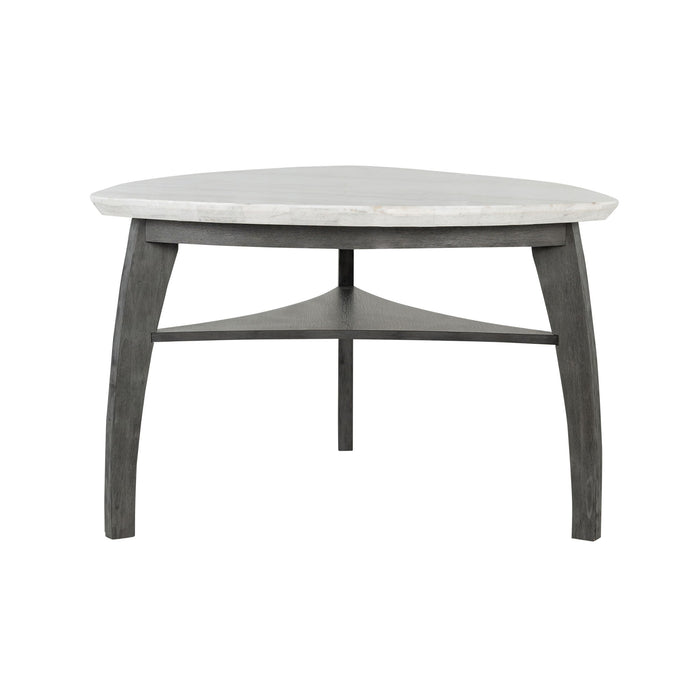 Jasmine - Bar Table With Arched Legs And Marble Top, Triangular Shape - Gray