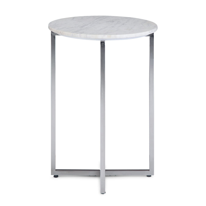 Marsden - Side Table With Polished Base - White / Silver