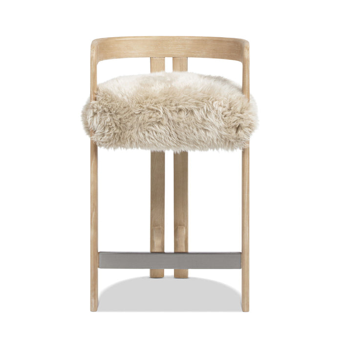 Millwick - Low Back Genuine Fur Counter Stool - Natural Blonde