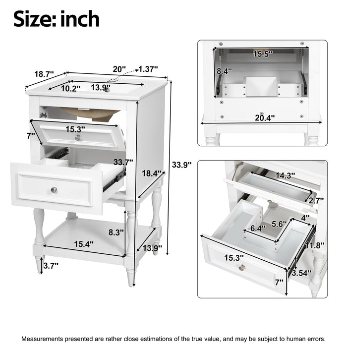 Retro Design Bathroom Vanity With Sink, 2 Drawer Storage Cabinet